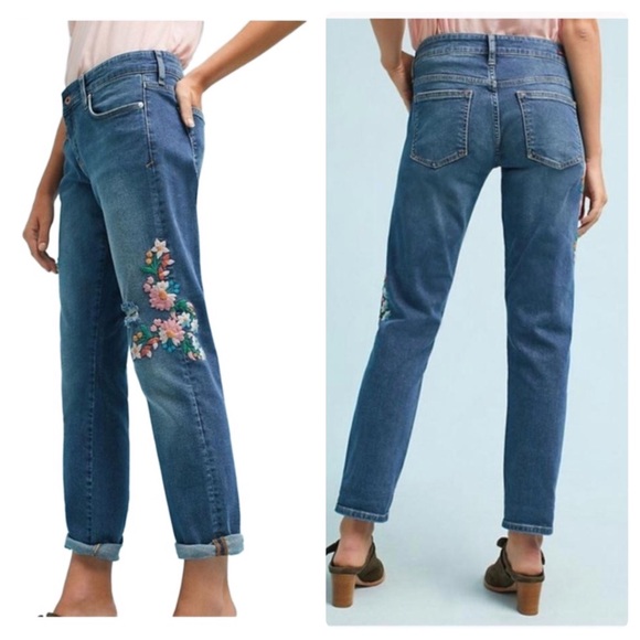 Pilcro and the Letterpress Denim - Pilcro & The Letterpress Embroidered Floral Jeans